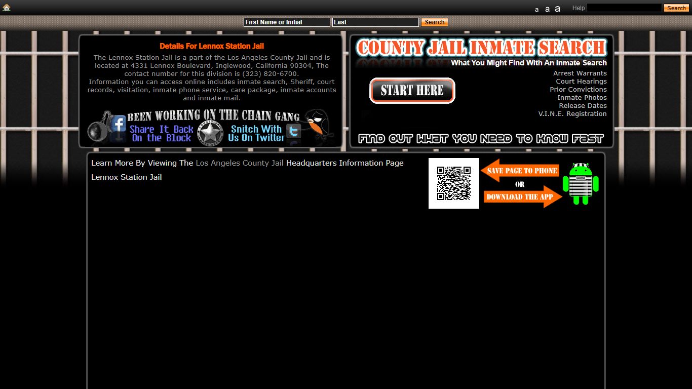 Lennox Station Jail - County Jail Inmate Search